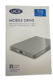 LaCie Mobile Drive 1TB External USB 3.1 Gen 2 Portable Hard Drive - Silver Moon