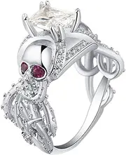 [VPbao] Women Simple Plated 925 Sterling Silver Cut CZ Octopus Party Rings White