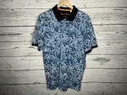 Robert Graham Mens Blue Amaro Floral Print Short Sleeve Polo Shirt Medium NWT
