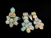 Opal from Ethiopia 8x6mm 7x5mm with 5mm Sets Earring Ring 925 Sterling Silver