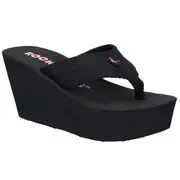 Rocket Dog Diver Webbing Womens Toe Post Wedge Sandals Black Uk 8