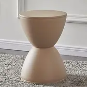 MANMAOHE Hourglass Shaped Stool, Plastic Round Stool, Home Decoration for Table Indoor and Outdoor Use(Khaki)