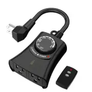 Outdoor Light Timer with Remote Control, Waterproof Light Sensor Timer, 100 f...