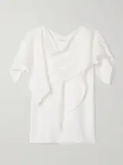 Salon 1884 - + Net Sustain Mira Draped Layered Linen Top - White - FR 40