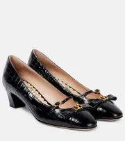 [Valentino Garavani] Valentino Garavani Bowow 45 croc-effect leather pumps AU 11 black