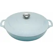 Chasseur 30cm Low Round Casserole Duck Egg Blue 2.5L Shallow Cast Iron