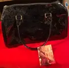 Queen by Queen Latifah Black Faux Patent Leather - Red Lining Shoulder Bag - NWT