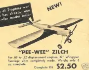 Berkeley Model Airplane Plans (UC): Pee-Wee Zilch 32"ws OT Stunt for .09-.12ci