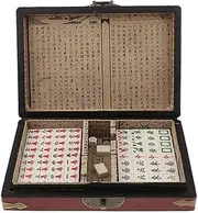 LinaLife Chinese Mahjong Toy Set, Classic Board Game 144 Tiles Set with a Wooden Box asy-to-Read Game Set Travel Mahjong Set Portable Size and Light Weight