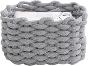 Woven Small Basket,Woven Rope Small Rectangle Basket | Desktop Storage, Cotton Rope Small Storage For Bathroom Organization Dog Toy Collection