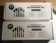 2 Sets 24-Piece Matte Black Silverware Set, Stainless Steel Flatware Cutlery