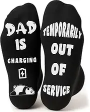 [MAMAGIFTREE] Funny Dad Socks - Hilarious Gift for Dad from Daughter, Son, Wife - Father's Day, Birthday - DAD IS CHARGING & OUT OF SERVICE Lounge Socks, Dad, One Size