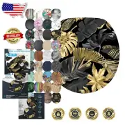 Stylish Round Toilet Seat with Soft Close Feature and Golden Leaves Design