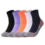 1 Pair Women's Running Socks Sports Socks Breathable Quick Dry Anti-Bacterial cushioned Outdoor quarter crew Patchwork Polyester Violet Black White for Ski / S