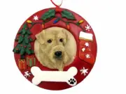 E&S Pets Airedale Terrier Christmas Ornament Wreath Shaped Easily Personalized