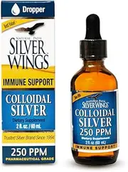 Natural Path Silver Wings Colloidal Silver 250ppm (1250mcg) Enhanced Immune Support Supplement - 2 Fl. Oz. Dropper Top
