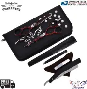 2 Pcs Barber Silver Cutting & Thinning Shears 5.5" Hair Cutting Salon Scissors