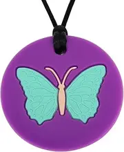 Panny & Mody Australian Local Manufacturer Sensory Butterfly Chew Necklace for Kids, Girls or Boys - Silicone Teether Necklace Oral Motor Therapy Toy for Chewing, Autism, SPD, ADHD