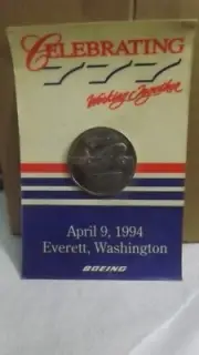 Boeing 777 Celebrating Working Together Everett Wash. April 9, 1994 Coin