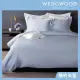【WEDGWOOD】60支100%天絲素色兩用被枕套床包四件組-簡約天藍(加大)