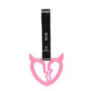 Car Accs JDM Devil Broken Heart TSURIKAWA Pink Ring Black PVC Handle Strap X1