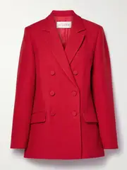 [Valentino Garavani] Valentino Garavani - Double-breasted Wool And Silk-blend Crepe Blazer - Red - IT38 IT 38 Red