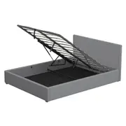 Milano King Single Luxury Gas Lift Bed Frame w/ Headboard & Storage M1 Grey