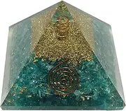 Blue Aquamarine Crystal Orgone Pyramid Healing Stone Crystal Chakra Pyramid EMF Protection Positive Energy Generator Orgonite Meditation, Spiritual Balance Stones with Velvet Phouch