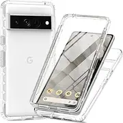 for Google Pixel 7 Pro Case, Built-in Screen Protector Heavy Duty 360° Full Body Shockproof Anti-scratch Bumper Transparent Phone Case Cover for Google Pixel 7 Pro Transparent