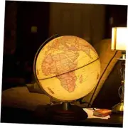 Illuminated World Globe for Adults & Kids with Wooden Stand,Built in LED Lamp