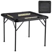 Square Folding For Mahjong Table for 4 Players with Cup Holders and Chip Trays