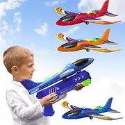 Airplane Toys with Launcher 3 Pack，IGUGIG Foam Plane Toys Include 3 Sets Fun Outdoor Toys Shooting Game, Birthday Gift Toys for 3 4 5 6 7 8 Years Old Boys Girls