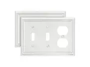 Combination Metal Light Switch Cover White 2 Toggle/1 Duplex