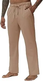 [Huayuzh] Men's Linen Trousers Long Cotton Lightweight Casual Yoga Trousers Leisure Trousers Summer Trousers Beach Trousers Holiday Beach Everyday, 3-Light Khaki, M