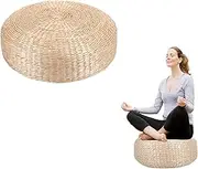 Round Floor Cushion Sitting for Adults, Tatami Floor Pillow for Living Room, Hand Woven Straw Seat(Diameter 49 cm x Height 20 cm)
