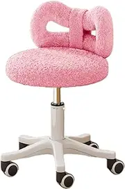 Vanity Chair with Back, Vanity Makeup Chair On Wheels with Adjustable Height for Elegant Home Office for Teenage Womens(Pink)