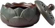 ChorZhow Incense Burner or Cone Incense Holder,Lotus Incense Holder,Incense Cone Holder for Incense Cone and Coil Incense Morden Cone Incense Burner Holder Set for Office Yoga and Home,Green