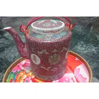 在飛比找蝦皮購物優惠-80年代 景德鎮瓷器 萬壽無疆 編籠茶箱 茶壺組 陶瓷收藏