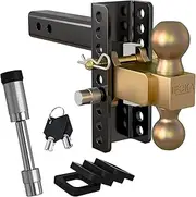 Adjustable Trailer Hitch, 6 Inch Drop Hitch Ball Mount, 20,000 LBS GTW, 2" & 2-5/16" Ball Hitch, Tow Hitch for Heavy Duty Truck with Double Hitch Locks and Pin, Solid Shank (2 Inch Receiver)