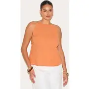 Plus Orange Textured Boatneck Tie Back Top, Orange