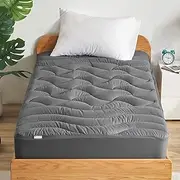 Sleep Zone Cooling Twin Mattress Topper for Single Bed, Premium Zoned Cool Mattress Pad Cover, Thick Padded Mattress Protector Breathable Washable, Deep Pocket 8-21" (Grey, Twin)