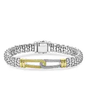 Lagos 18K Yellow Gold & Sterling Silver Caviar Lux Diamond Loop Caviar Bead Clip Bracelet - Exclusive