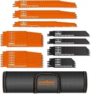 HORUSDY 34-Piece Reciprocating Saw Blade Set, for Metal Sheet & Wood Pruning Cutting 2-24TPI with Rolling Storage Pouch