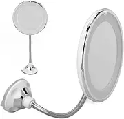 10x Magnifying Mirror, 360 Degree Rotating Arm Makeup Mirror with Suction Cup Installation, LED Fill Light Lighted Makeup Mirror for Home, Bathroom Vanity, Travel