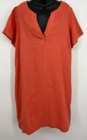 Tahari Womens Orange Linen Tunic Dress Plus Size 1X NEW NWT Short Sleeve Summer