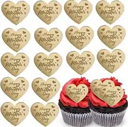 20 pcs Happy Mother’s Day Cake Topper Party Gold Glitter Heart Cupcake Picks Decorative Party Cake Topper Supplies Decoration for Mother's Day Mom's Birthday Decorations