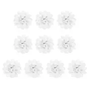 10Pcs 3.9" Chiffon Flowers Fabric Flower Sewing Fabric Appliques White