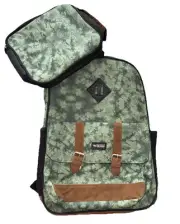 District Planet Bookbag Backpack Green Camou School Lunch Tote Brown Suede