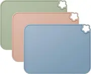 Cutebe Silicone Placemat for Toddles Kids Non-Slip Reusable Portable Kids Placemats for Dinning Table Heat Resistant Placemats, Baby Placemat Stain Resistant Silicone Mat for Dining Table 3 Pack