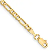 14K Yellow Gold 7 Inch 3mm Concave Open Figaro With Lobster Clasp Bracelet